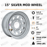 15"x6" 6x5.5" Wheel - Silver Mod