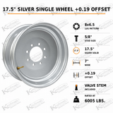 17.5"x6.75" 8x6.5" Wheel - Silver +0.19 Offset