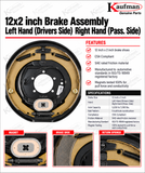 12x2 inch 5.2 - 7K Electric Brake Assembly - LH (Drivers Side) RH (Passengers Side)