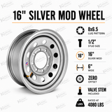 16"x6" 8x6.5" Wheel - Silver Mod